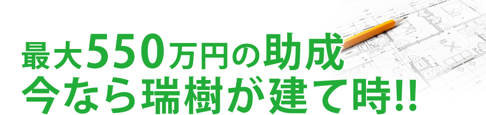 最大55万円の助成 今なら瑞樹が建て時!!